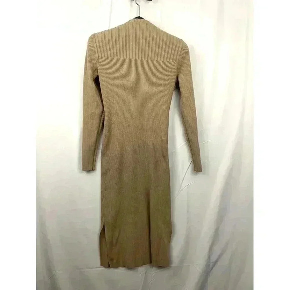 Light Brown Long Sleeve Ribbed Sweater Dress MEDIUM Pullover Prologue - Picture 2 of 9